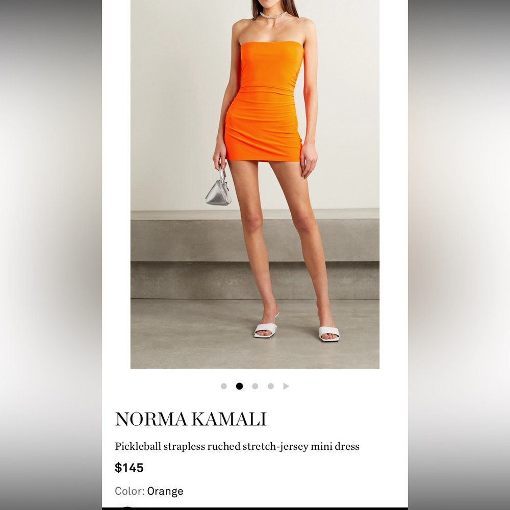 Norma Kamali strapless pickleball dress size S, orange, new with tags